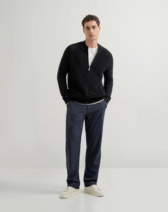 Pantalón regular fit tiro medio azul cuadros