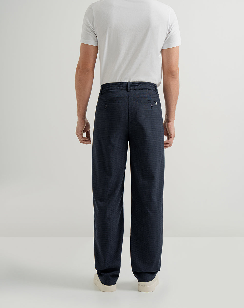 Pantalón regular fit tiro medio azul cuadros