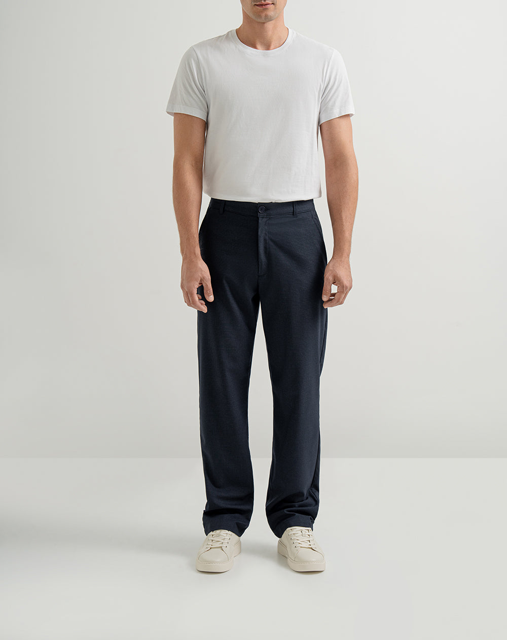 Pantalón regular fit tiro medio azul cuadros