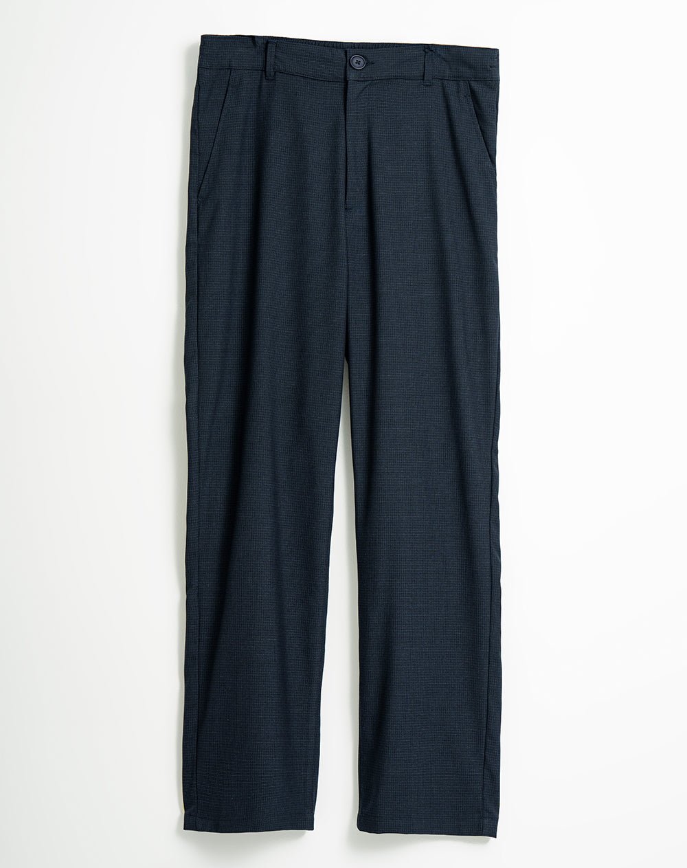 Pantalón regular fit tiro medio azul cuadros
