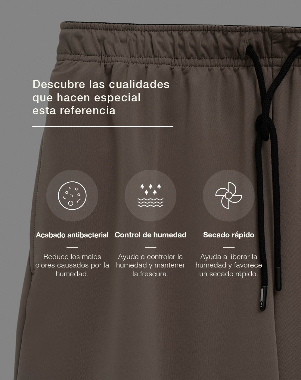 Pantaloneta deportiva antibacterial café hombre
