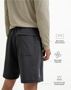 Pantaloneta deportiva antibacterial gris para hombre