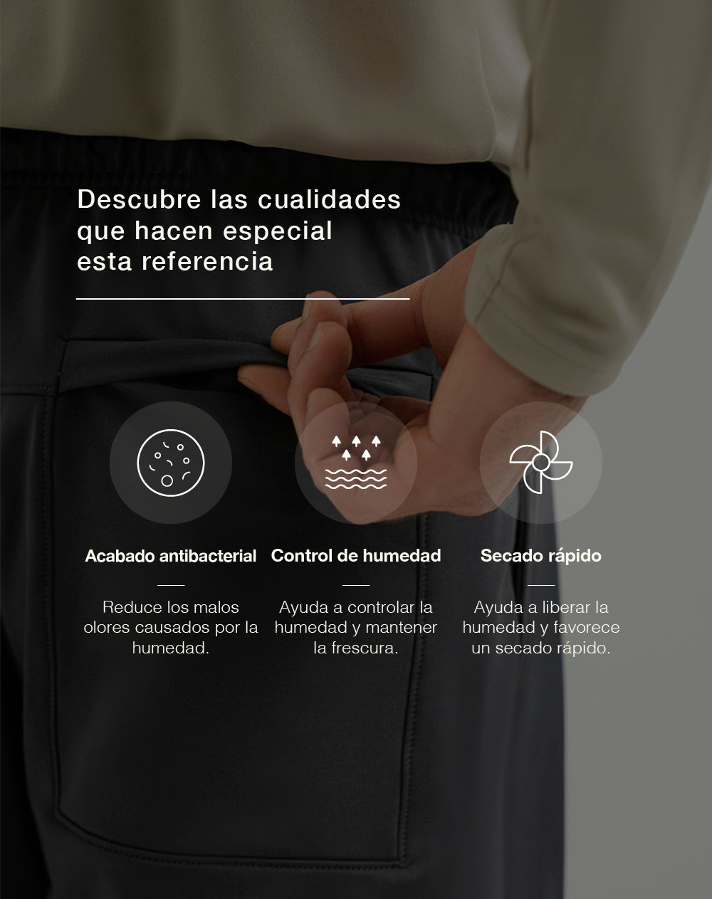 Pantaloneta deportiva antibacterial gris hombre