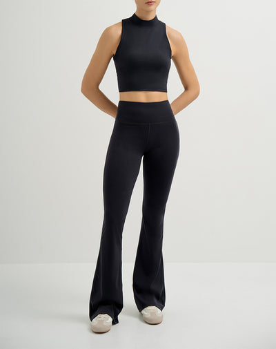 Pantalón deportivo control abdomen negro para mujer