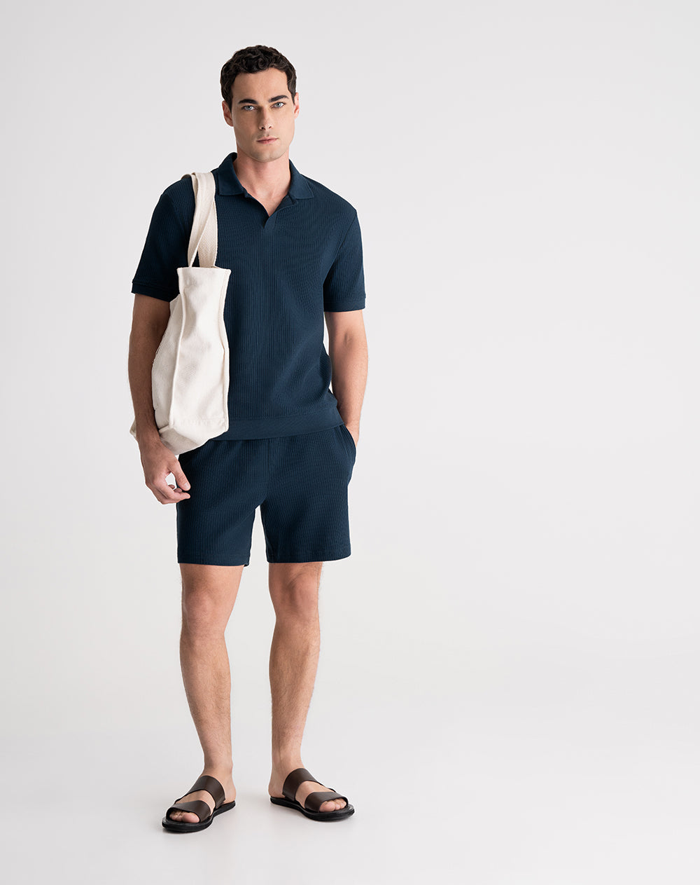 Bermuda regular fit algodón azul hombre