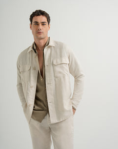 Chaqueta overshirt regular bolsillos frontales habano hombre