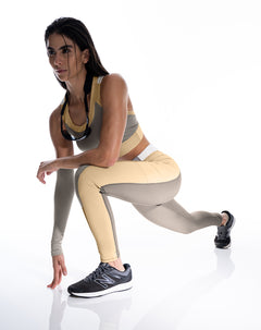 Legging deportivo control abdomen amarillo para mujer