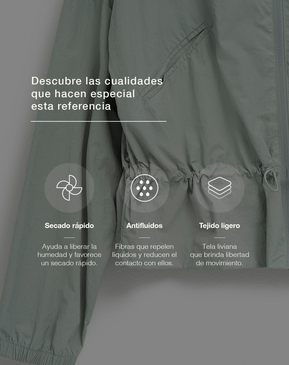 Chaqueta rompevientos regular verde mujer