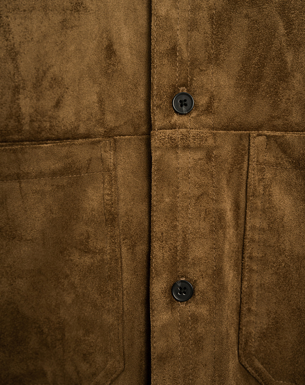 Chaqueta regular efecto gamuza café hombre