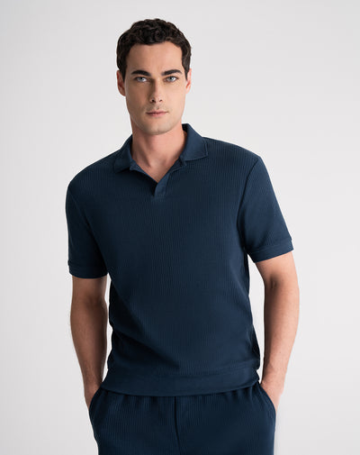 Polo regular fit algodón azul hombre