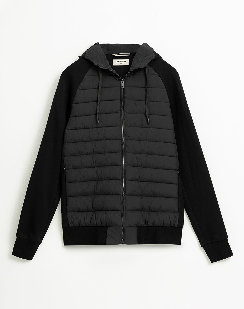 Chaqueta en algodón sostenible con capucha negro para hombre