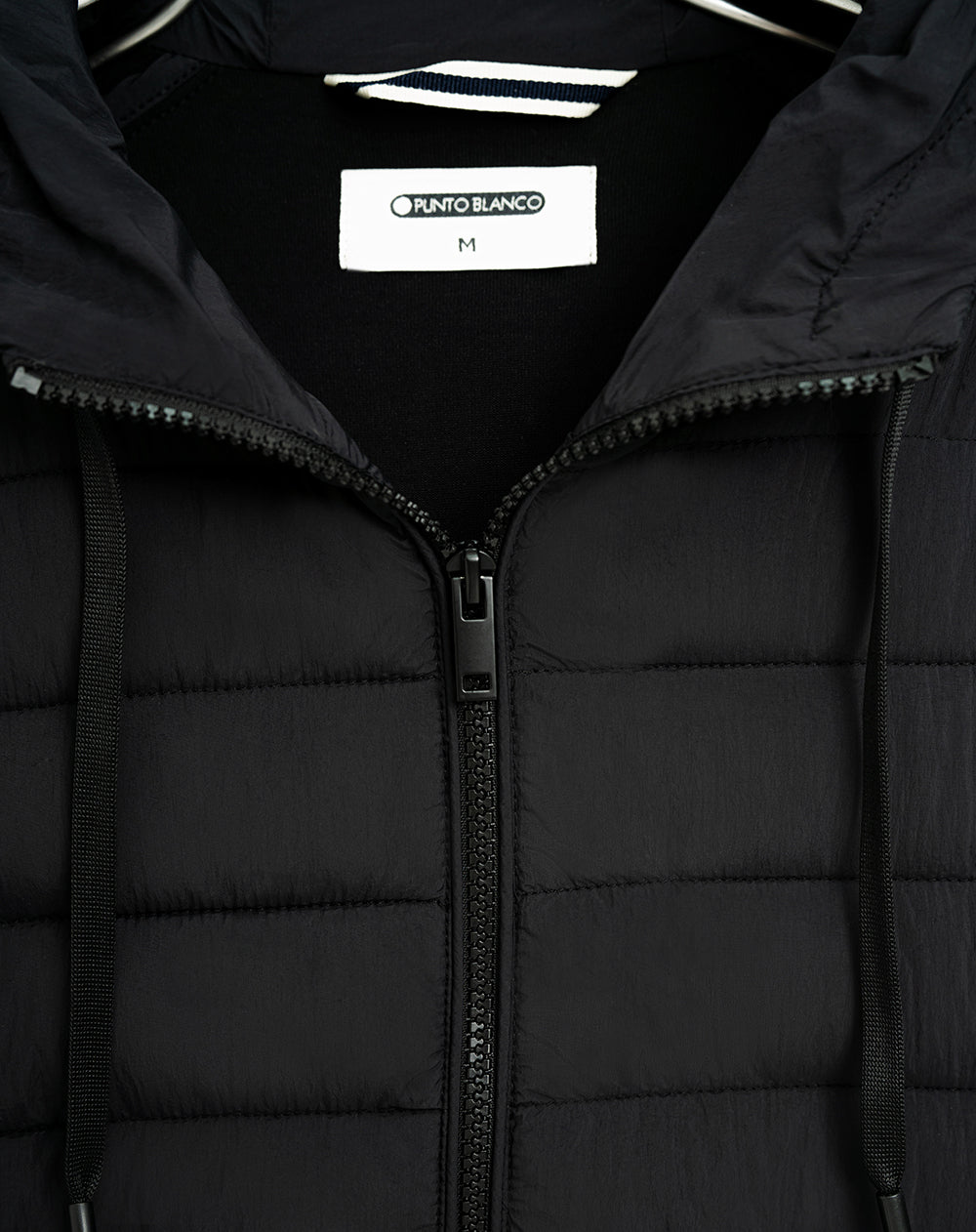 Chaqueta en algodón sostenible con capucha negro para hombre
