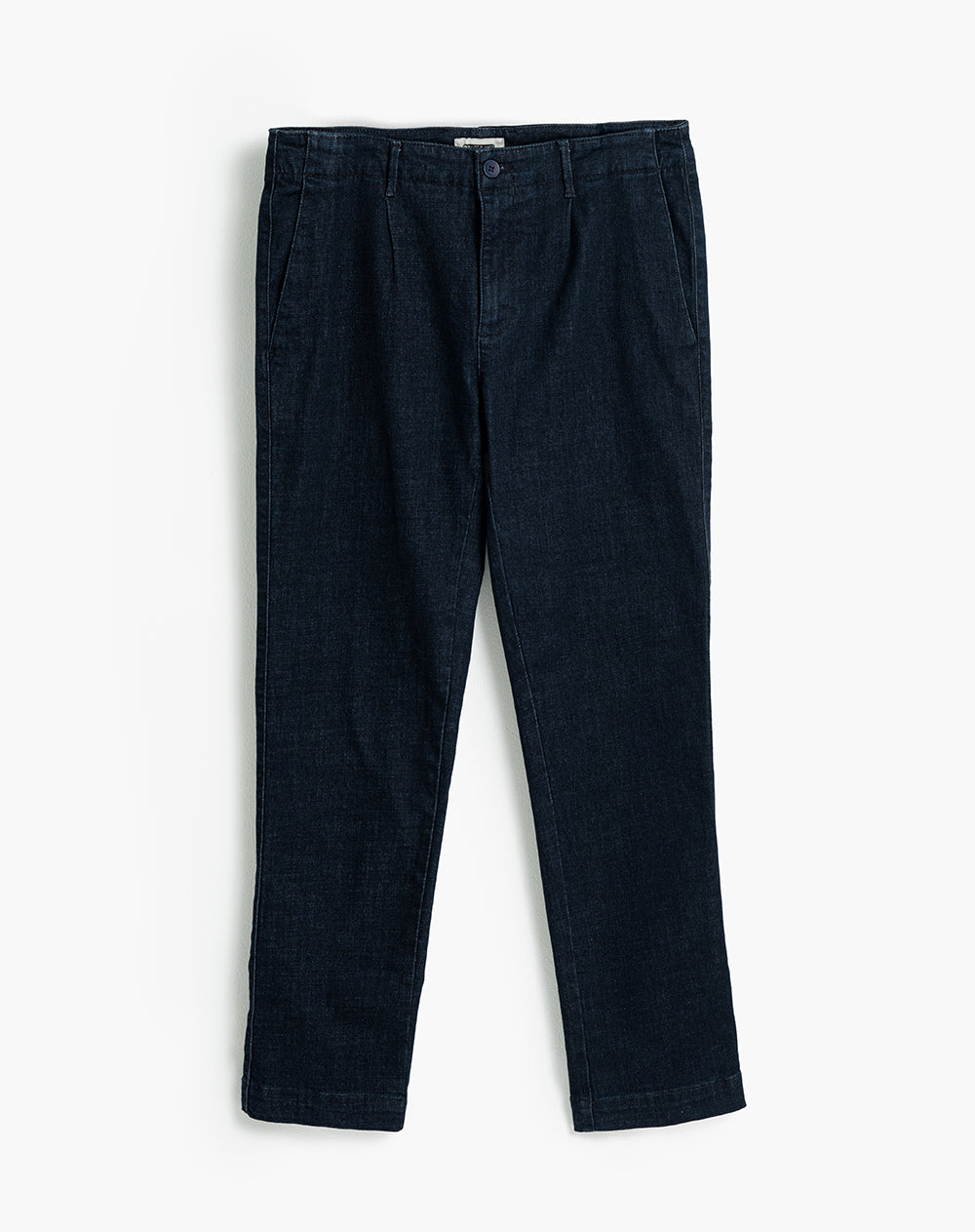 Pantalón chino semi ajustado denim pliegues delanteros indigo oscuro hombre