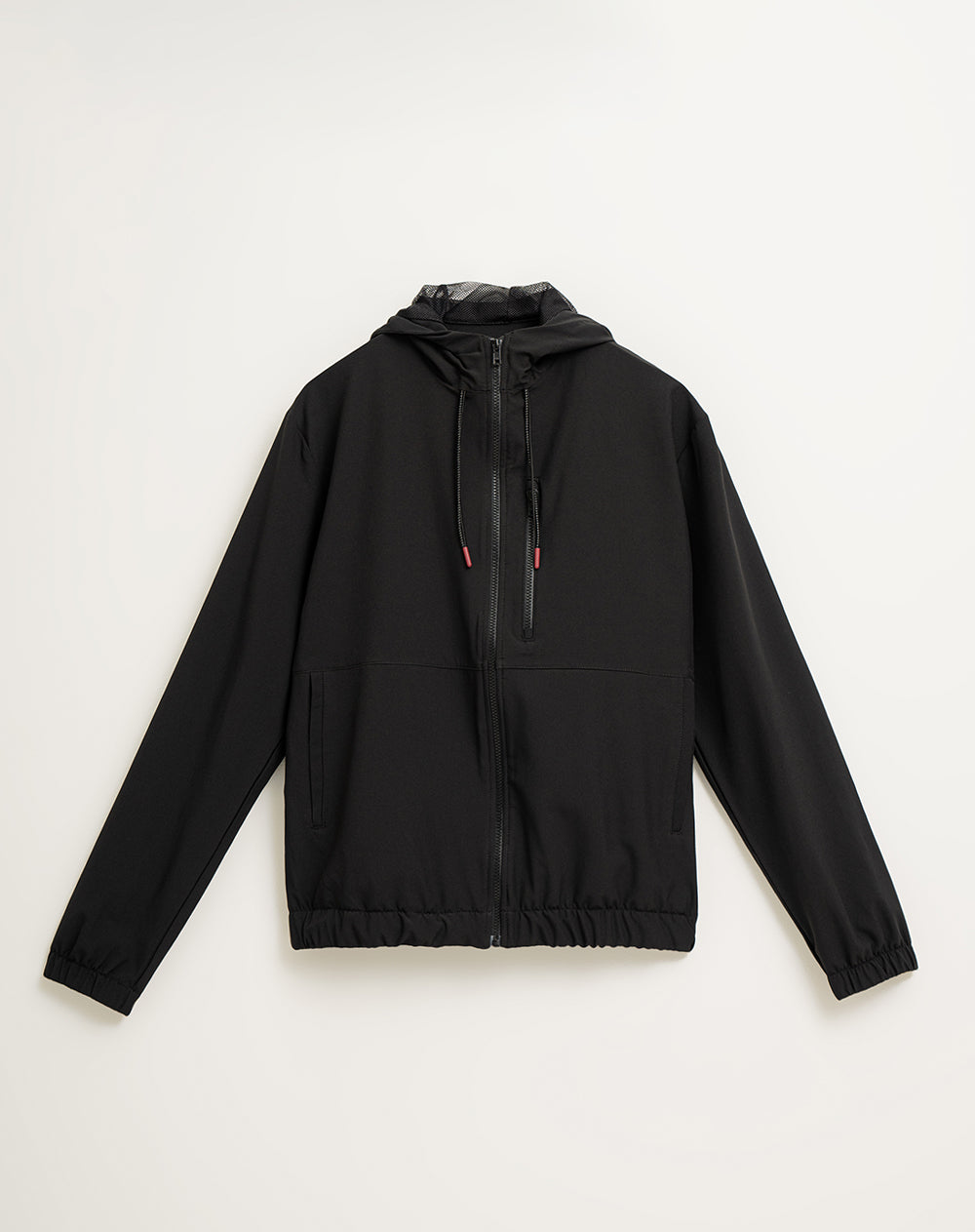 Chaqueta rompevientos con capucha negra para hombre