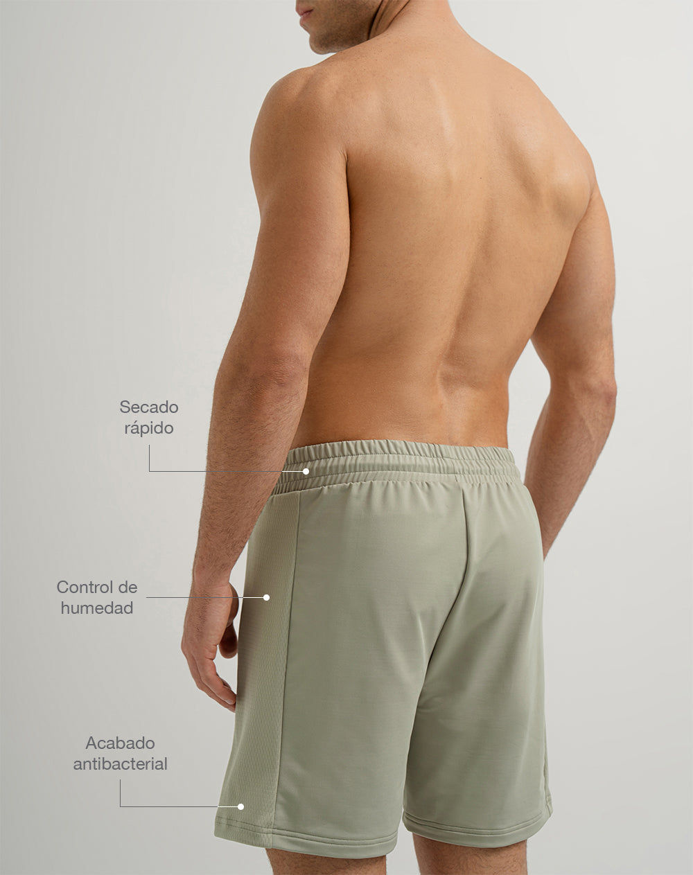 Pantaloneta deportiva control humedad verde hombre