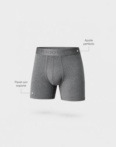 Bóxer deportivo medio microfibra gris