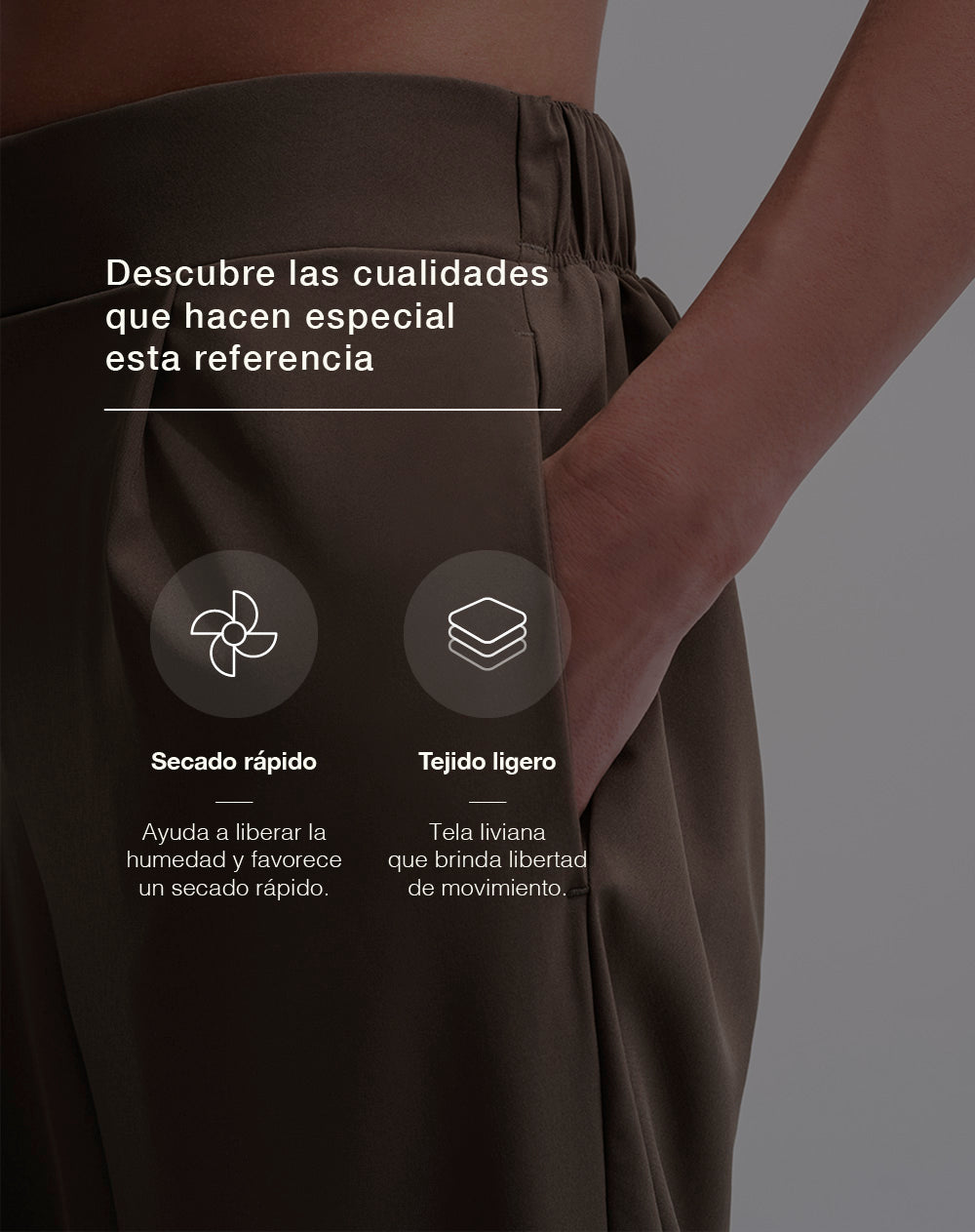 Pantalón deportivo tiro medio secado rápido café mujer