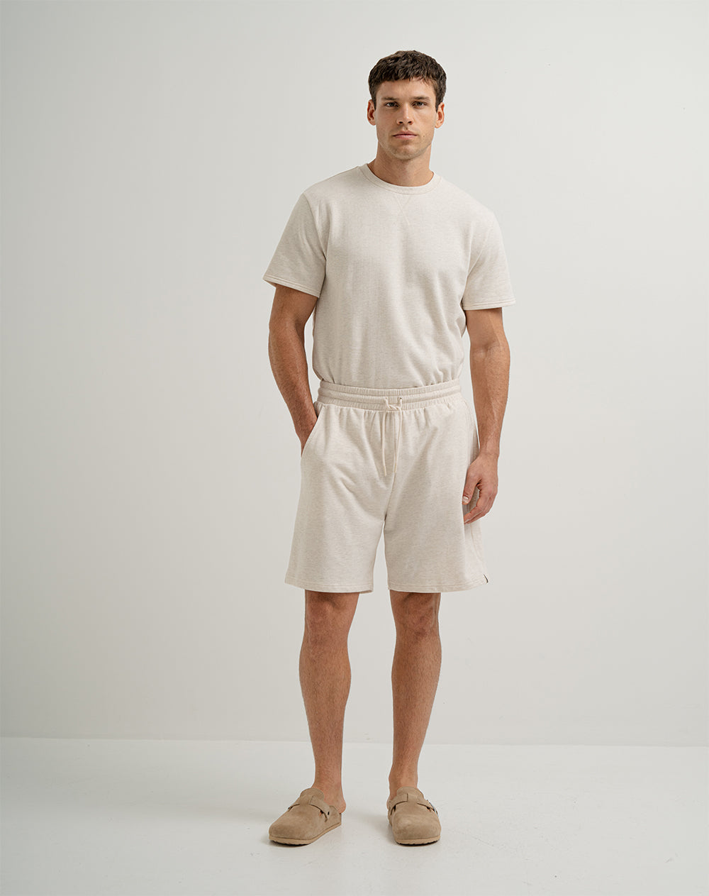 Bermuda de pijama hombre algodón sostenible habano