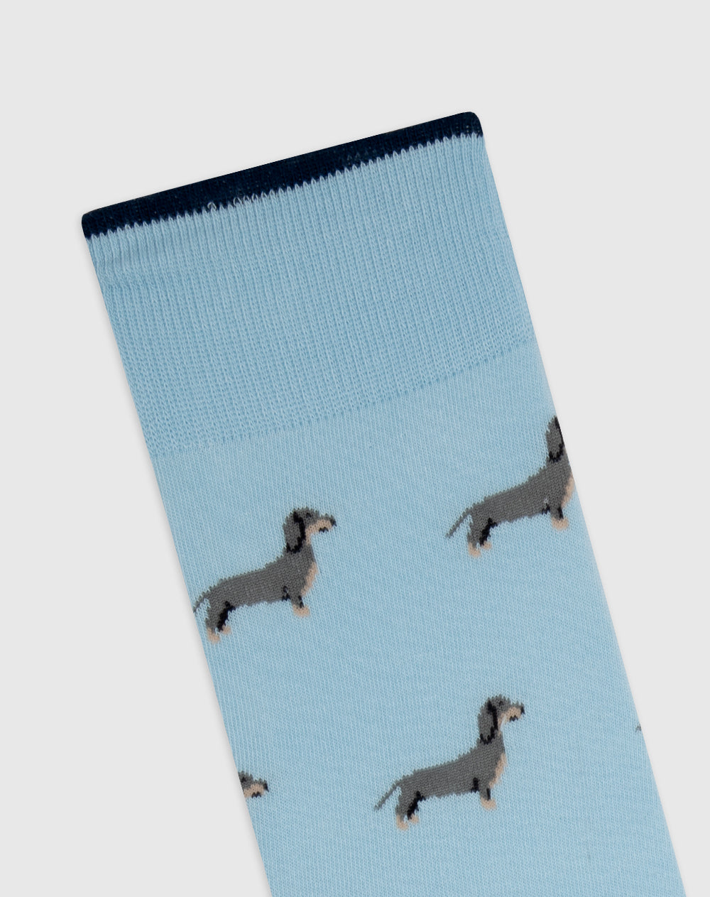Medias para hombre largas en algodón azules perro salchicha