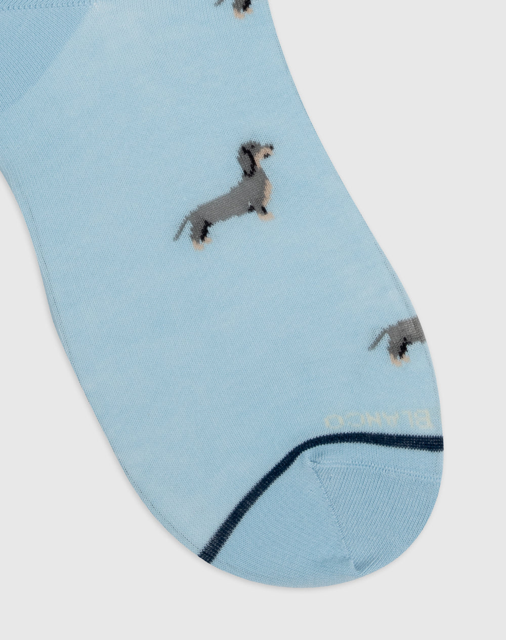 Medias para hombre largas en algodón azules perro salchicha