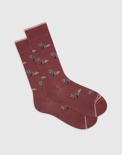 Medias para hombre largas en algodón vino tinto mapaches