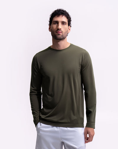Camiseta slim fit manga corta verde