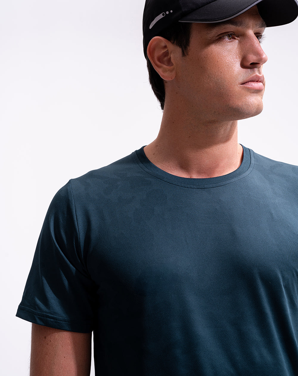 Camiseta deportiva secado rápido azul hombre