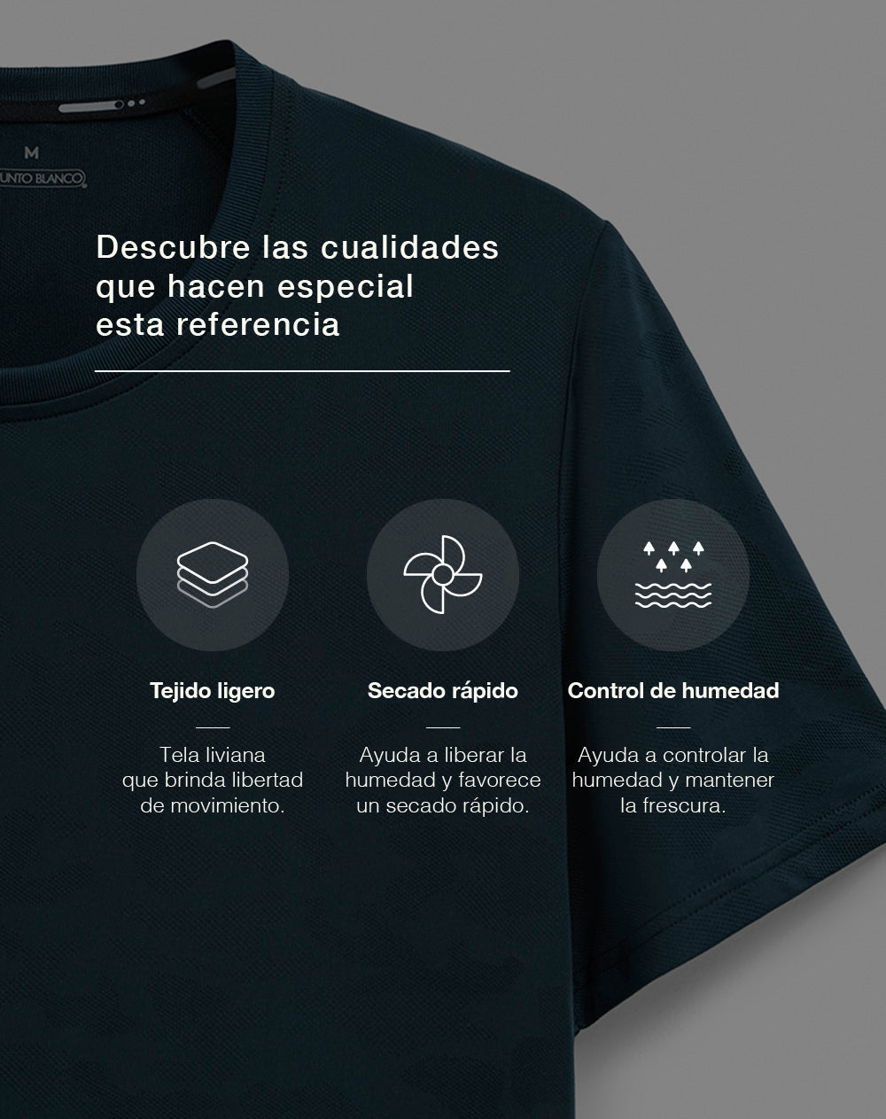 Camiseta deportiva secado rápido azul hombre