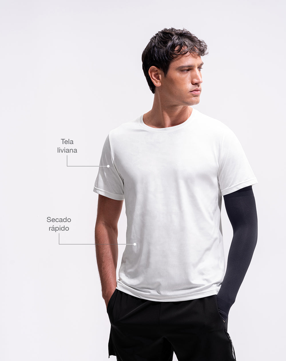 Camiseta deportiva secado rápido blanca hombre