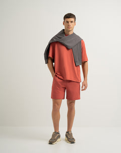 Bermuda confort regular algodón terracota hombre
