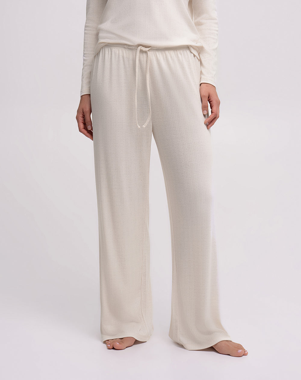 Pantalón de pijama tiro alto avena mujer