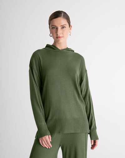 Buzo confort tejido de punto verde mujer