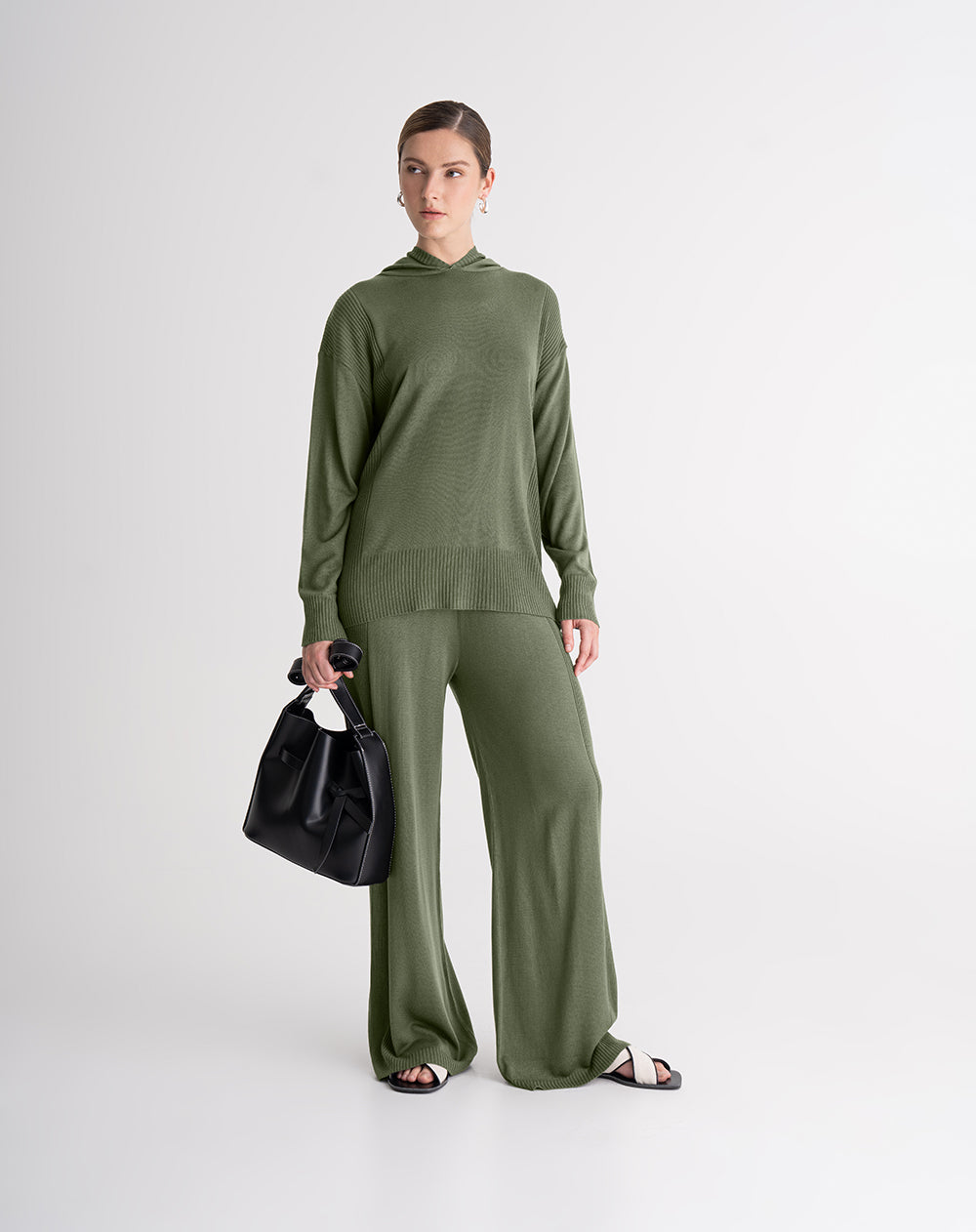 Buzo confort tejido de punto verde mujer