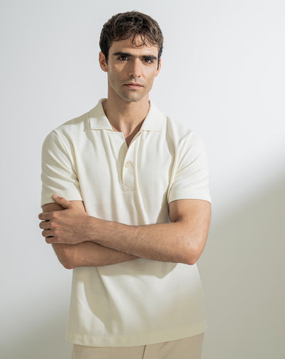 Polo regular algodón crema hombre