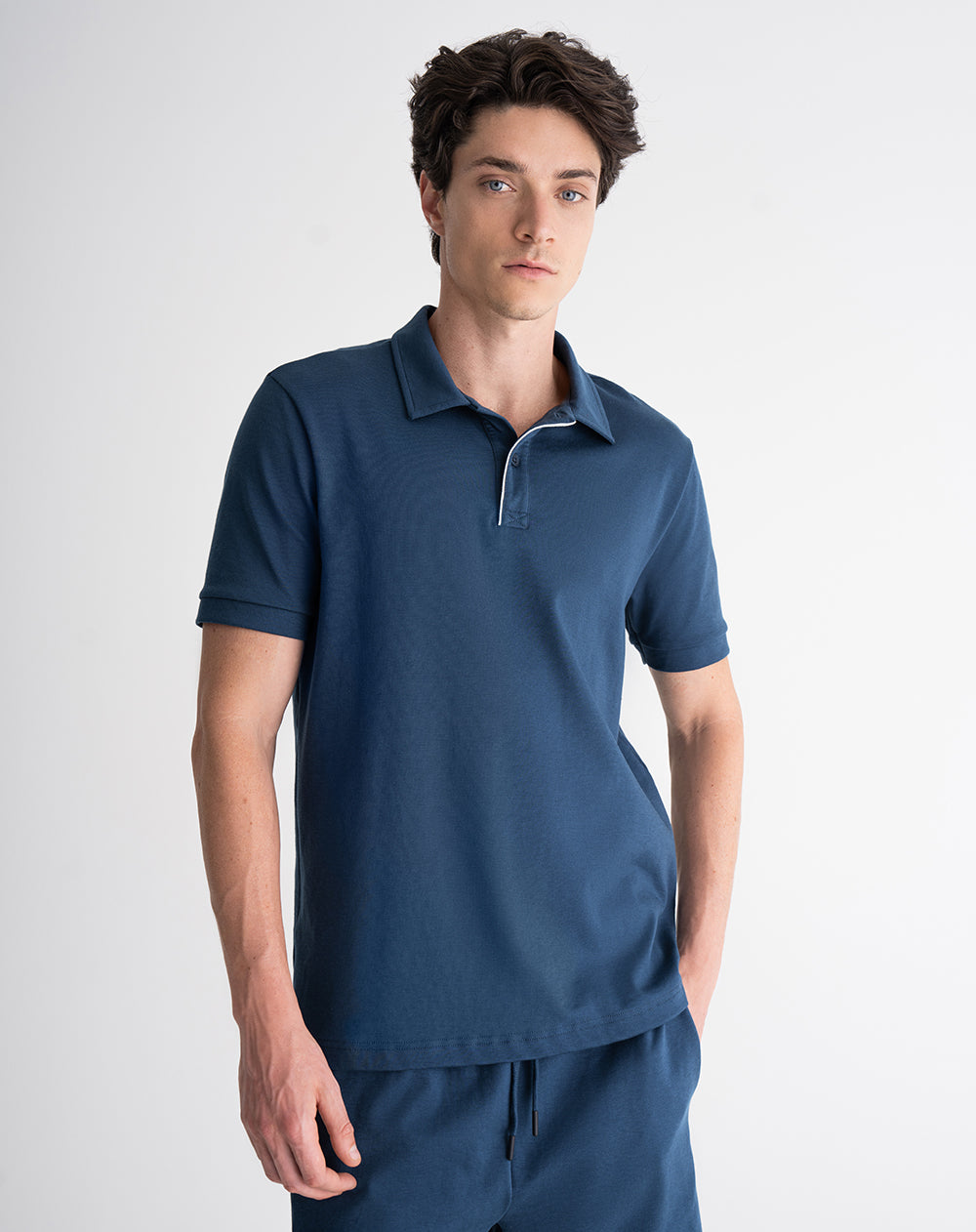 Polo regular algodón azul hombre