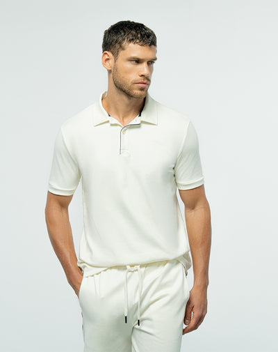 Polo en algodón sostenible crema para hombre