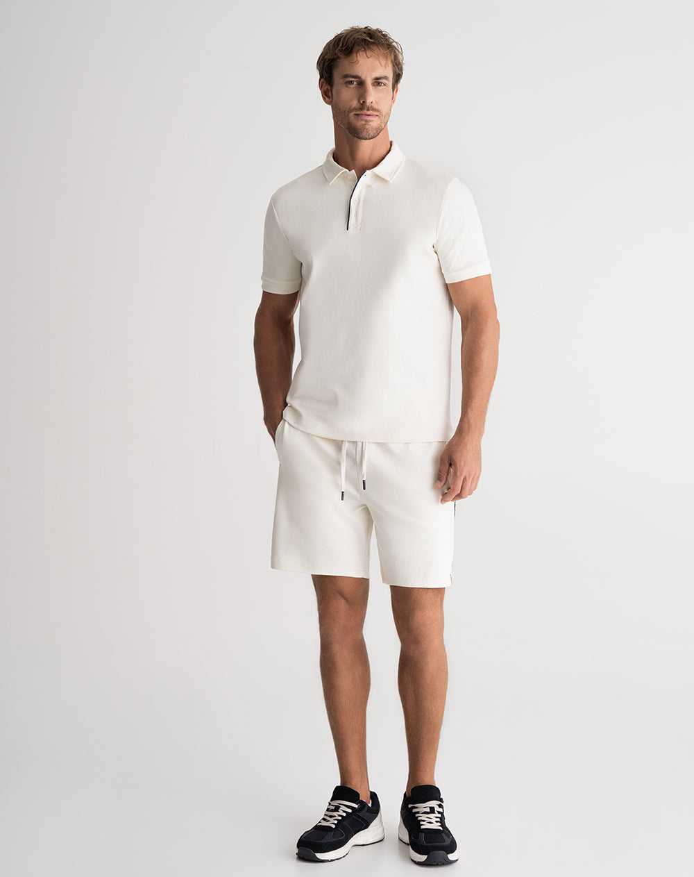Polo en algodón sostenible crema para hombre
