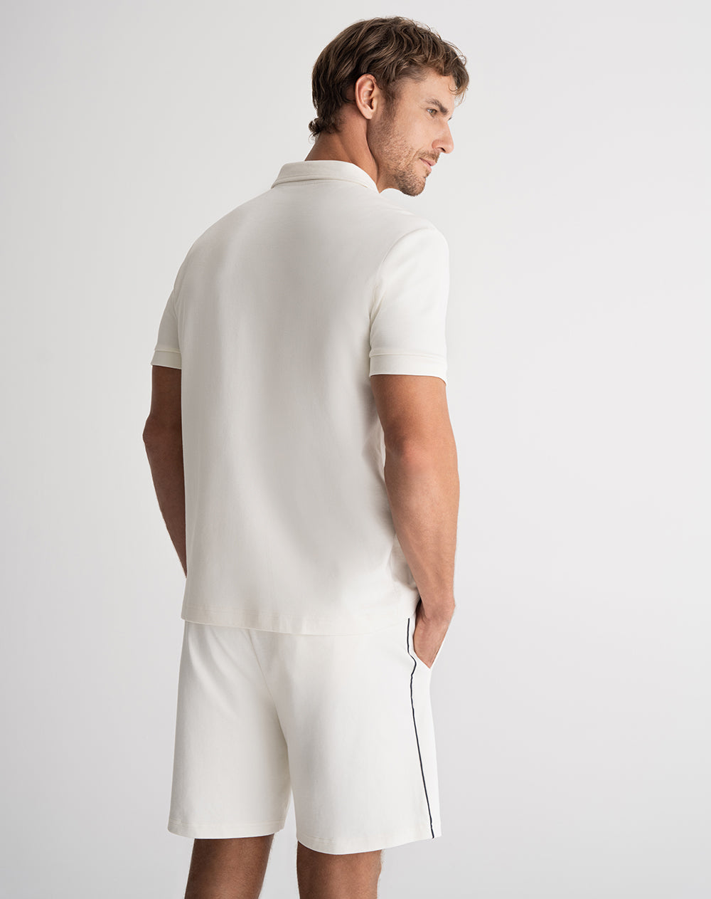 Polo en algodón sostenible crema para hombre