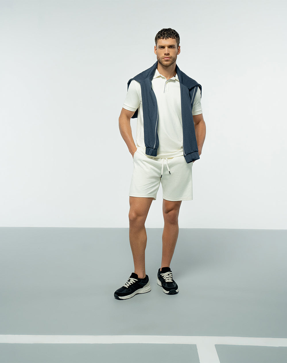 Polo en algodón sostenible crema para hombre