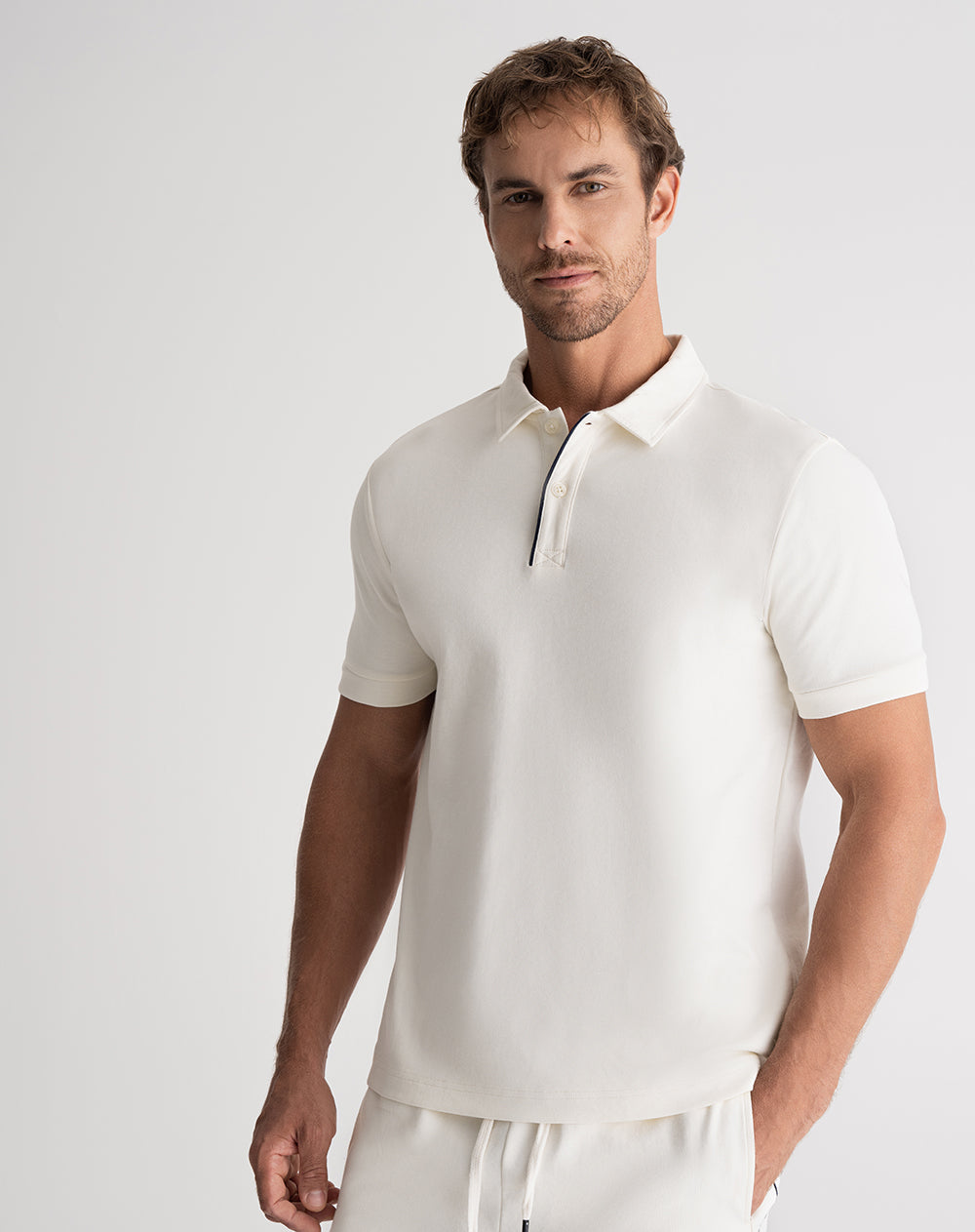 Polo regular algodón crema hombre