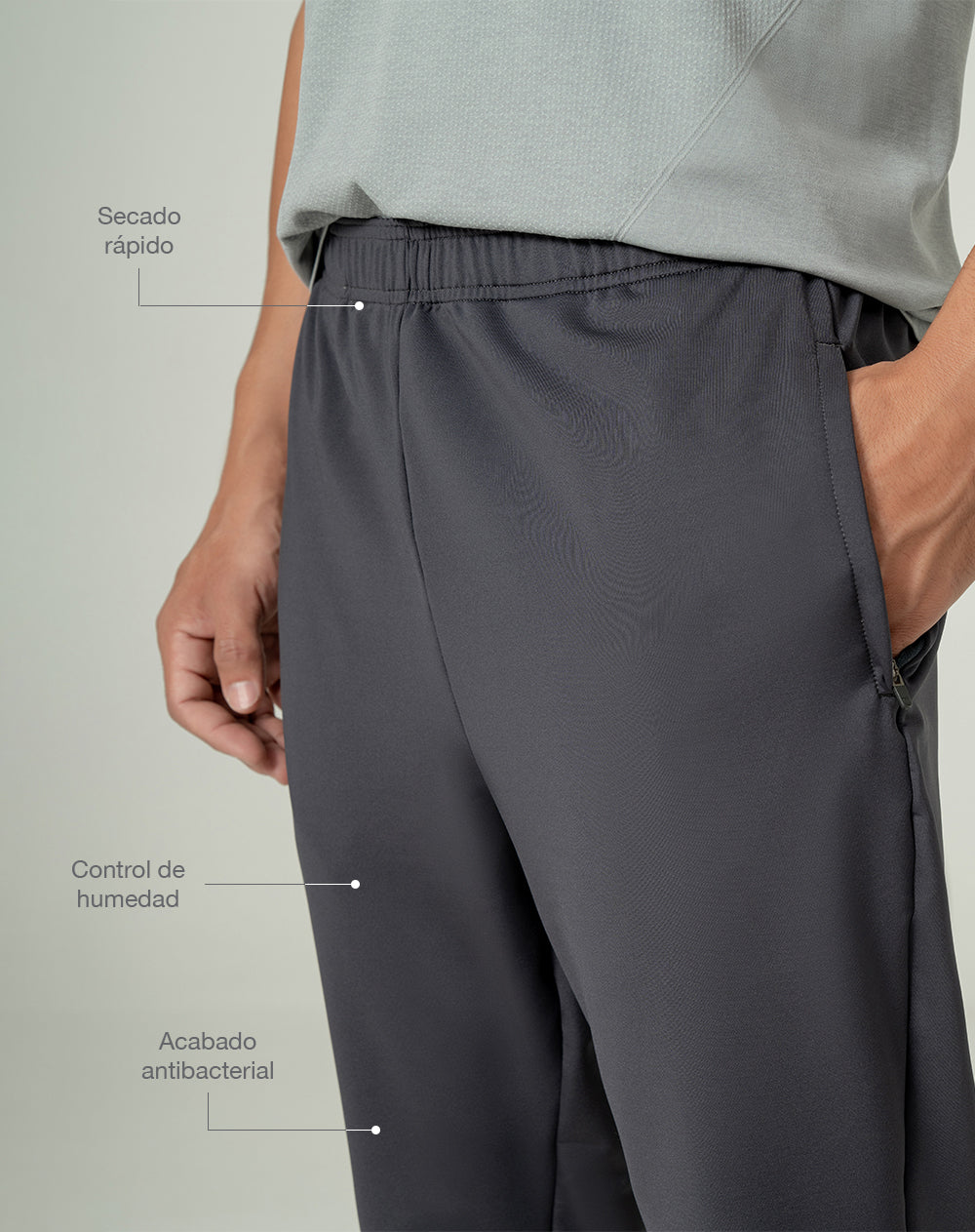 Jogger regular antibacterial gris hombre
