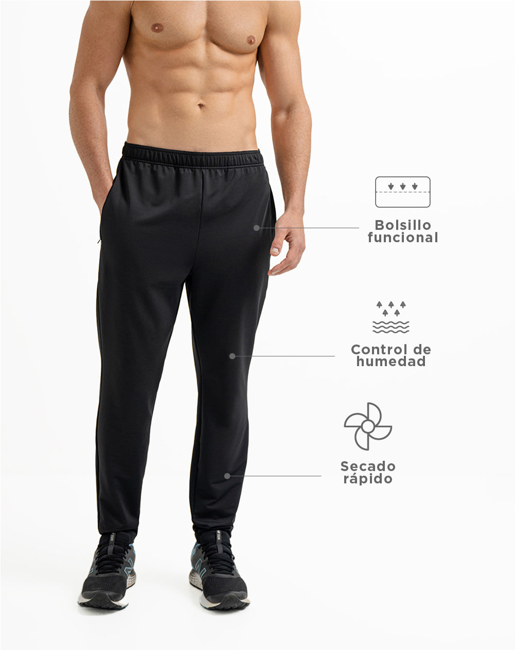 Jogger antibacterial negro para hombre