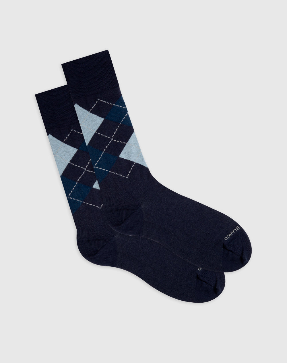 Medias para hombre largas en algodón azules rombos