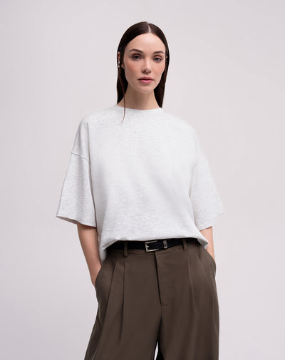 Camiseta oversized fit manga corta gris jaspeada