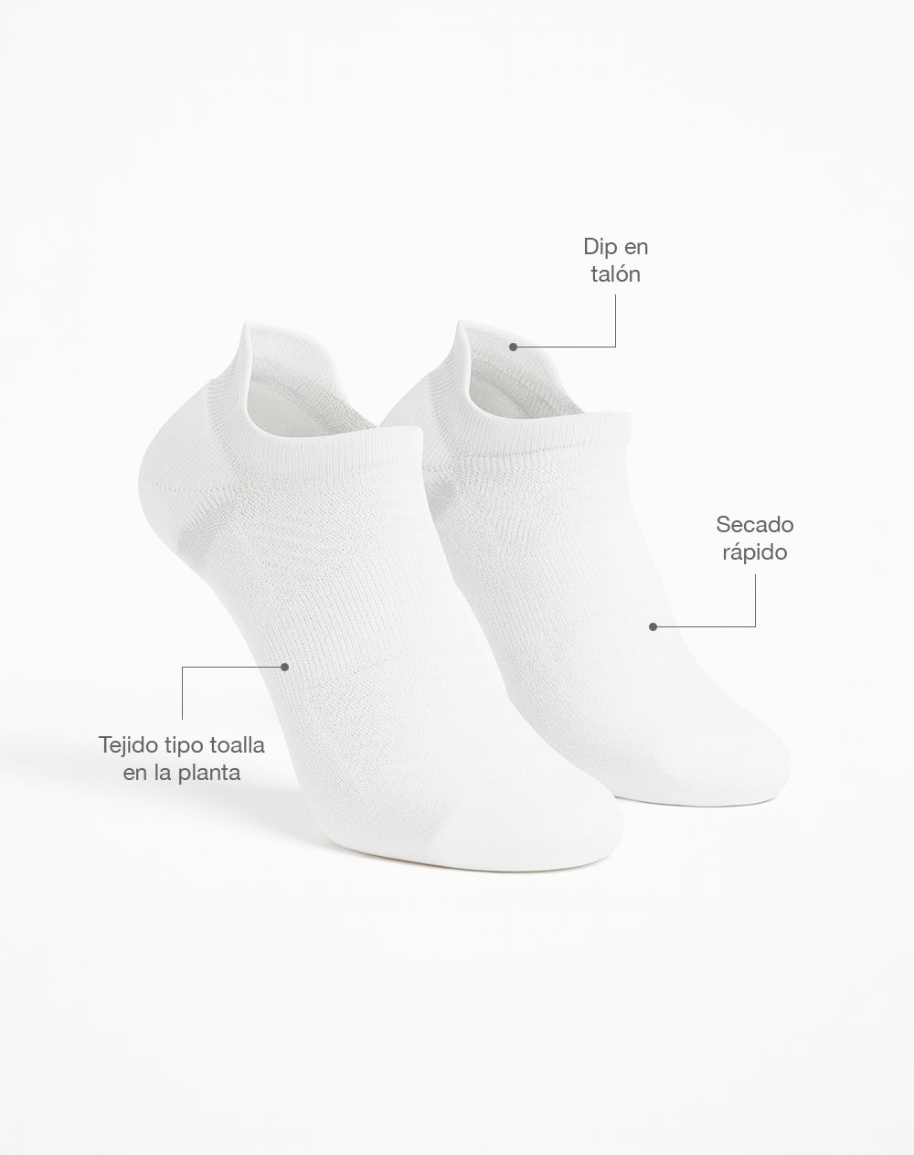 Medias deportivas mujer tobilleras cortas acolchadas blancas