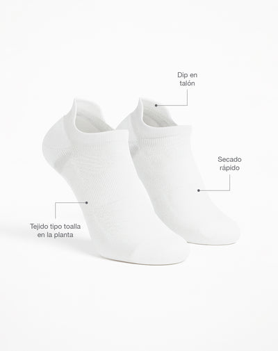 Medias deportivas mujer tobilleras cortas acolchadas blancas