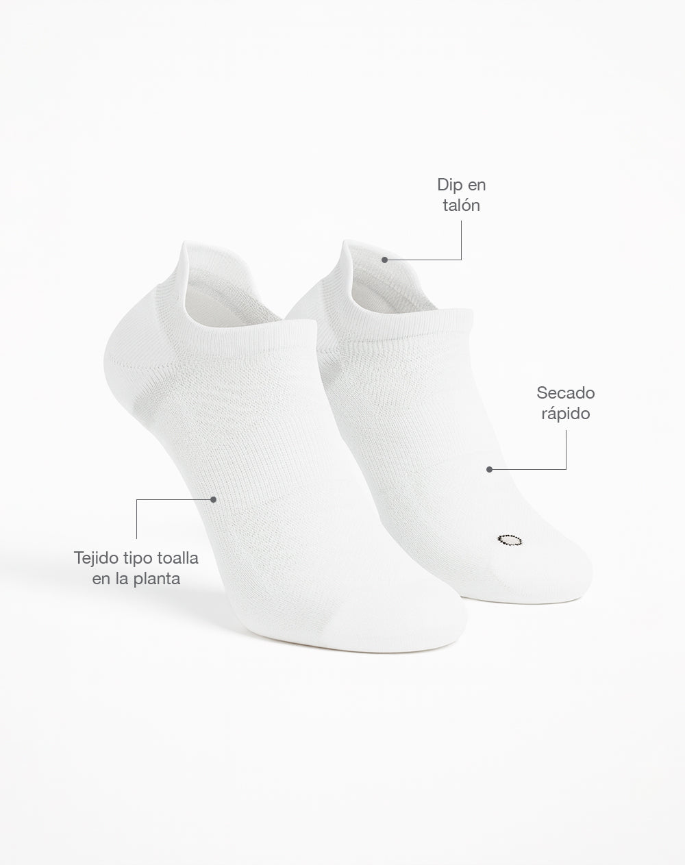 Medias deportivas mujer tobilleras cortas acolchadas blancas