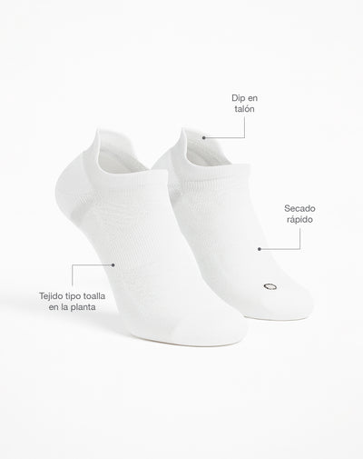 Medias deportivas mujer tobilleras cortas acolchadas blancas