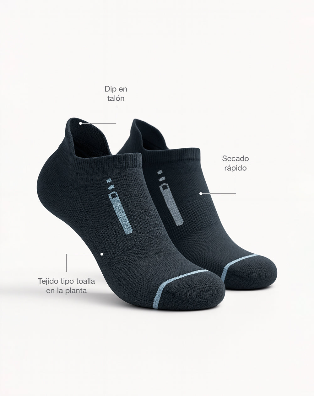 Medias deportivas mujer tobillera corta alcolchada gris