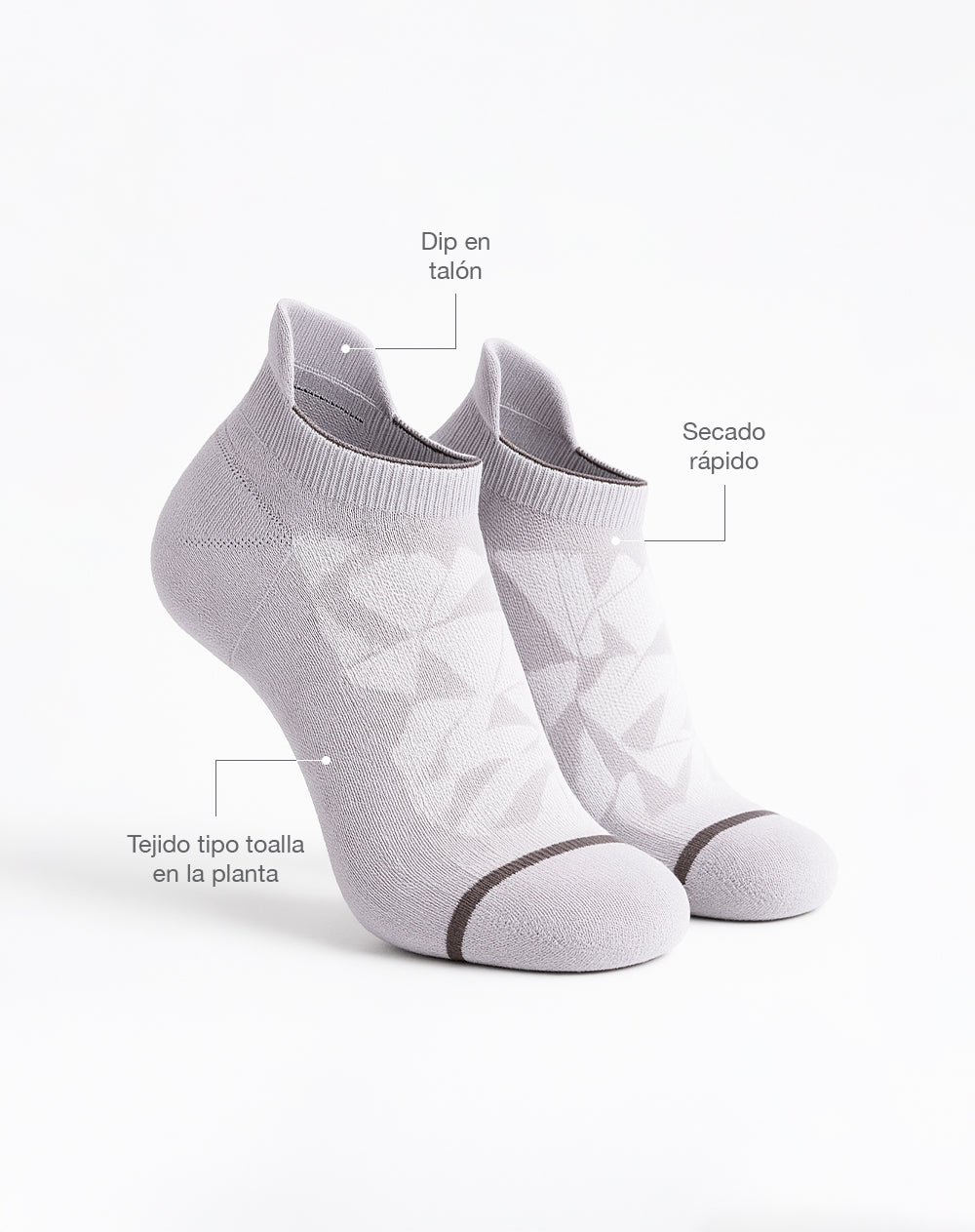 Medias deportivas mujer tobilleras cortas acolchadas grises